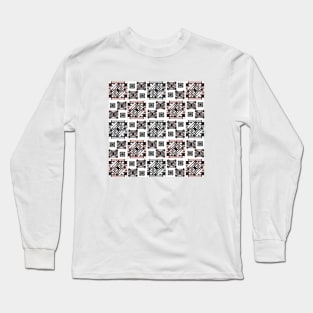 Mosaic Pattern. pink. white. grey. Long Sleeve T-Shirt